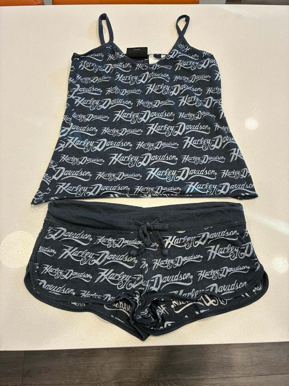 Harley Davidson Pajama Set Size S Black Logo Lounge
